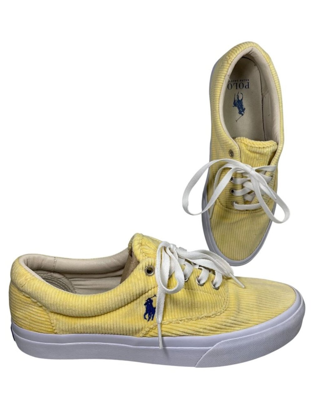 Polo Ralph Lauren Keoton Pony Sneaker 9 Yellow Lace Up Preppy Coastal Streetwear